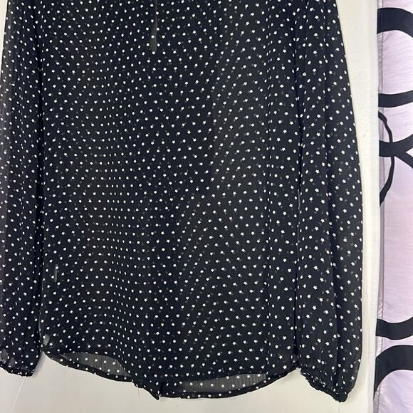 A.N.A Sheer Black with White Stars Blouse~L - Picture 10 of 11
